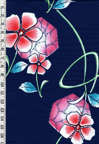 Yukata Fabric - 736 - Pretty Floral Blossoms - Indigo