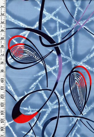 Yukata Fabric - 741 - Abstract Swirl - Blue