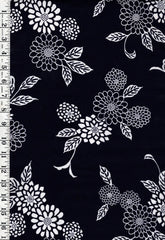 Yukata Fabric - 744 - Floating Mum Bouquets - Indigo