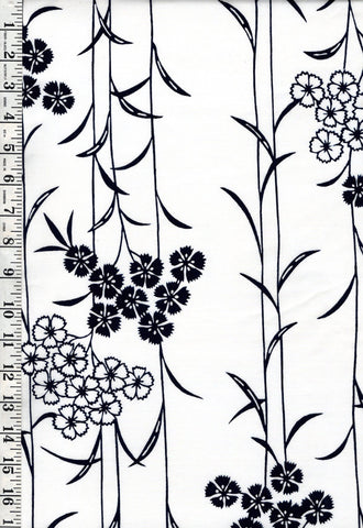 Yukata Fabric - 745 - Small Blossoms & Leafy Branches - White