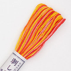 Sashiko Thread - Olympus 20m - Variegated # 75 - Orange, Pink & Yellow