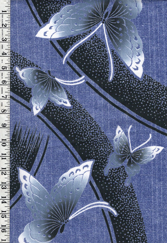 Yukata Fabric - 751 - Butterflies & Dotted Swirls - Lavender