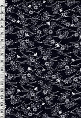 Yukata Fabric - 753 - Tiny Maple Leaves & Chopsticks - Indigo