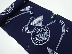 Yukata Fabric - 605 - Bangasa Umbrella & Stream - Indigo - By the Half Yard