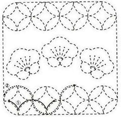 Sashiko Pre-printed Sampler - # 0679 Ume & Maru-Shippo - Beige - ON SALE