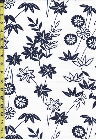 Yukata Fabric - 800 - Maple Leaves & Daisies - White