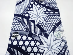 Yukata Fabric - 801 - Maple Leaf Woven Basketry - Indigo & White