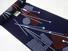 Yukata Fabric - 802 - Sewing Pins & Patches - Indigo & White