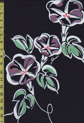 Yukata Fabric - 803 - Purple Morning Glories - Indigo