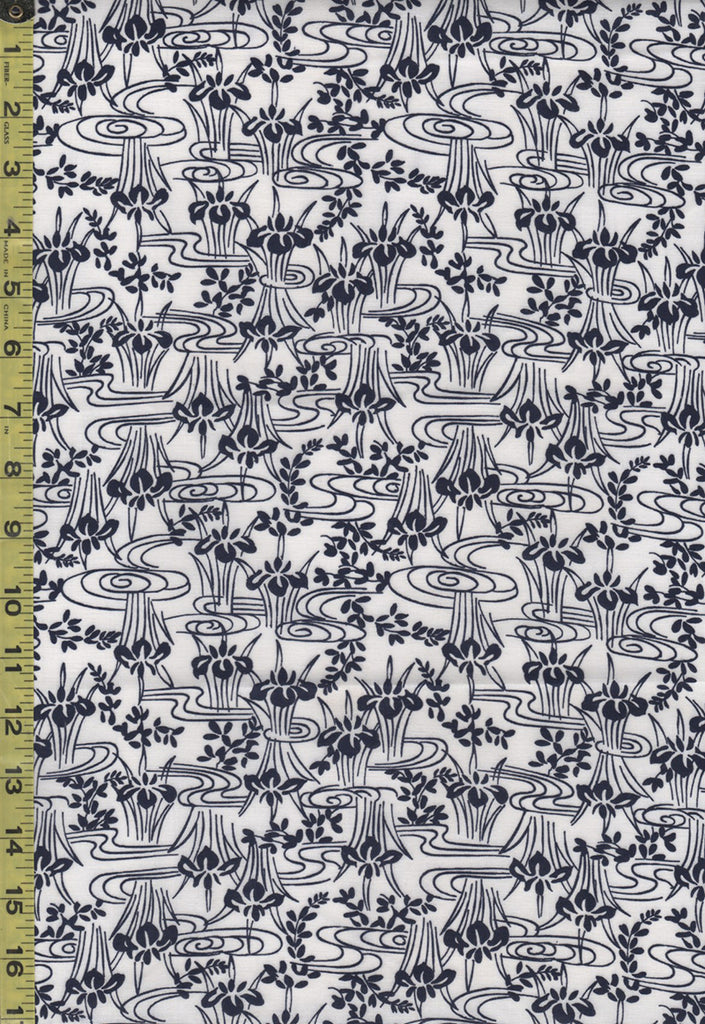 Yukata Fabric - 805 - Baby Iris & Water Swirls - White