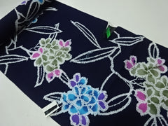 Yukata Fabric - 815 - Colorful Hydrangea - Traditional 14" wide - Indigo