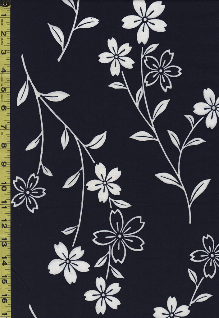 Yukata Fabric - 821 - Cherry Blossom Branches - Indigo