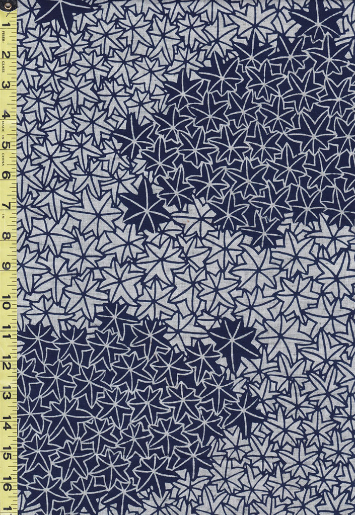 Yukata Fabric - 826 - Compact Maple Leaves - Navy & Gray