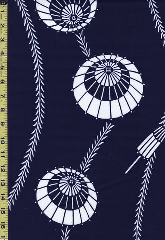 Yukata Fabric - 835 - Bangasa Umbrellas - Dark Navy-Indigo
