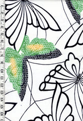 Yukata Fabric - 840 - Large Scale Butterflies - White