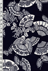 Yukata Fabric - 842 - Butterflies, Fans & Mums - Indigo
