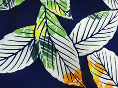 Yukata Fabric - 843 - Large Tropical Style Leaves - Navy