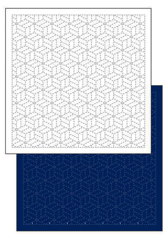 Sashiko Pre-printed Sampler - Daruma Parquet Pattern (Yosegi) - # 1207 - Navy