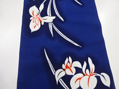 Yukata Fabric - 846 - Large White Japanese Iris - Navy Blue