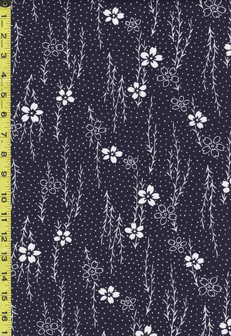 Yukata Fabric - 847 - Sakura Blossoms & Branches - Dark Navy