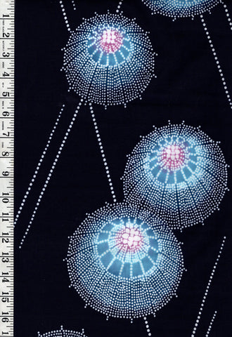 Yukata Fabric - 866 - Umbrellas with White Dots - Indigo