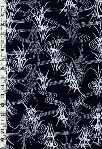 Yukata Fabric - 867 - Iris & River Swirls - Indigo