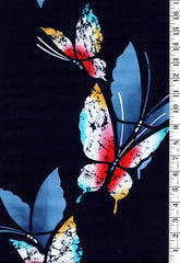 Yukata Fabric - 868 - Colorful Large Butterflies - Indigo