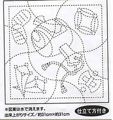 Sashiko Pre-printed Sampler - # 0088 Japanese Toys - White - ON SALE