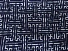 Yukata Fabric - 628 - Key Maze - Indigo & Gray