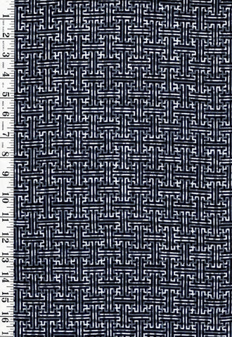 Yukata Fabric - 628 - Key Maze - Indigo & Gray