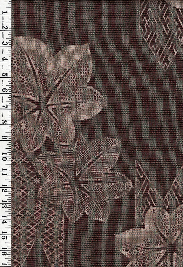 886 - Japanese Combined Weave - Maple Leaves & Arrows - Lightly Sheer - Brown