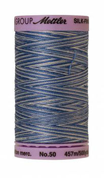 Mettler Cotton Sewing Thread - 50wt - 547 yd/ 500M - Variegated - 9811 Blue Sky
