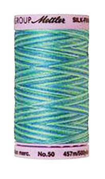 Mettler Cotton Sewing Thread - 50wt - 547 yd/ 500M - Variegated - 9814 Sea Spray
