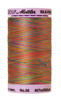 Mettler Cotton Sewing Thread - 50wt - 547 yd/ 500M - Variegated - 9842 Preppy Brights