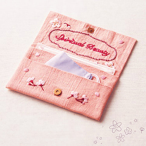 *Olympus Embroidery Pouch Kit with Needle & Thread - 9086 Cherry Blossoms-Spiritual Beauty - Sakura Pink - ON SALE - SAVE 30%
