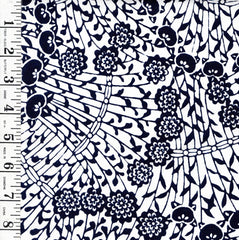 Yukata Fabric - 660 - Kiku (Mums) & Tachibana Citrus - White