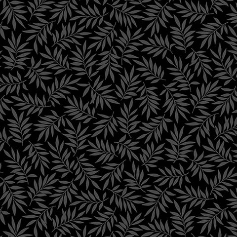 *Tonal Blender - Century Black on Black - Small Leafy Branches - CS-9695-K - Black