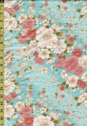 *Japanese - Cosmo Floating Cherry Blossoms - AP21902-1B - Aqua