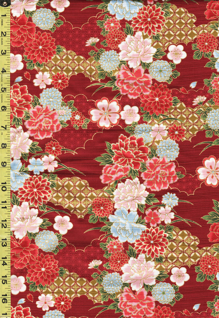 Japanese - Cosmo Floral Clouds & Seven Treasures - AP21902-2C - Red