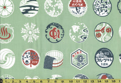 Japanese - Cosmo Tenugui Cloth - Crests & Emblems - AP22907-2B - Traditional 14" - Mint Green