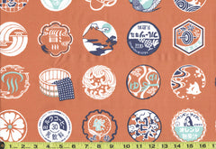 Japanese - Cosmo Tenugui Cloth - Crests & Emblems - Traditional 14" - AP22907-2D - Adobe