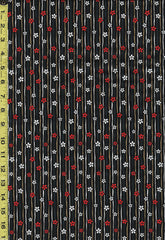 Japanese Novelty - Cosmo Small Floating Cherry Blossoms on Skinny Stripes - AP22910-1F - Black
