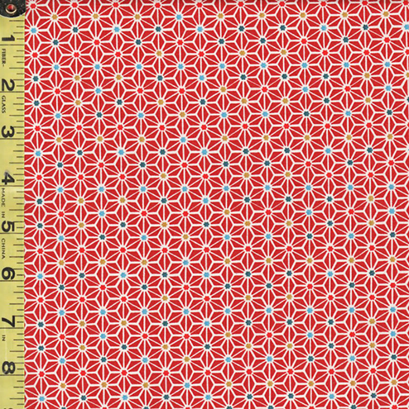 Japanese Novelty - Cosmo Colorful Asanoha - AP22910-2C - Red - ON SALE - Save 50% - By the Yard