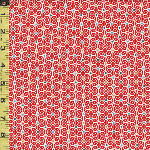 Japanese Novelty - Cosmo Colorful Asanoha - AP22910-2C - Red - ON SALE - Save 50% - By the Yard