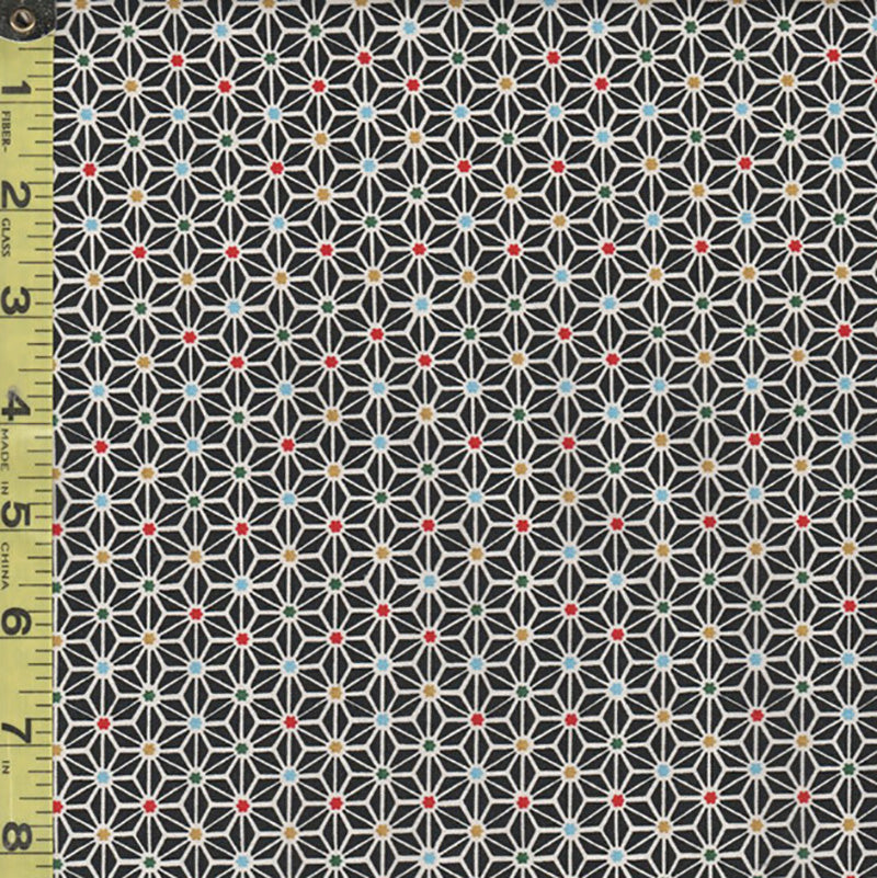 Japanese Novelty - Cosmo Colorful Asanoha - AP22910-2F - Black - ON SALE - SAVE 50% - By the Yard