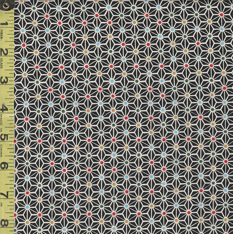 Japanese Novelty - Cosmo Colorful Asanoha - AP22910-2F - Black - ON SALE - SAVE 50% - By the Yard