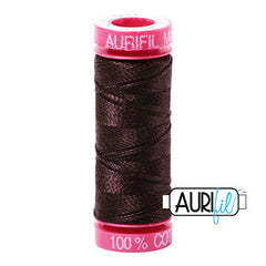 Aurifil 12wt Cotton Thread - 54 yards - 1130 Very Dark Bark