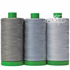 *Thread Assortment - Aurifil 40wt Cotton Thread - 3 Spool Color Builder - Elephant Gray