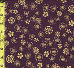 Japanese - Naka Floating Cherry Blossoms & Floral Medallions - B-1000-20E - Eggplant - Last 1 3/4 Yards