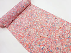 506 - Japanese Silk - Small Daisies, Bamboo Leaves & Pines - Pink